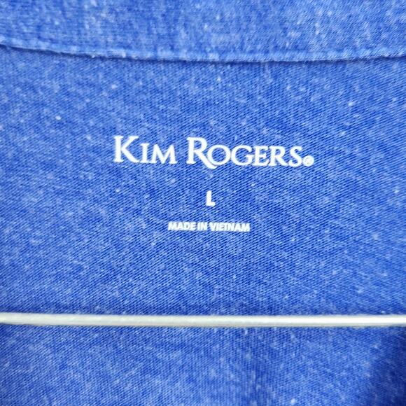 Kim Rogers Blue Roll Tab Sleeve Top Womens Size Large L - Picture 3 of 4